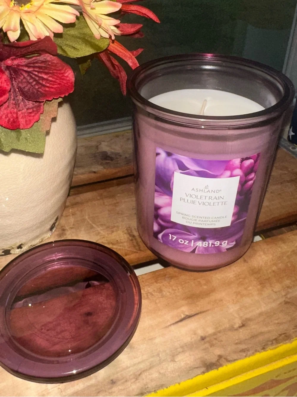 Violet Rain Spring Scented Candle by Ashland ~ Single Wick ~ New